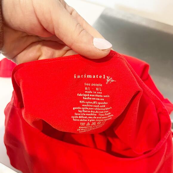 Intimately Free People Long Sleeve Seamless Crewneck Bodysuit Red Medium Large - Picture 4 of 8